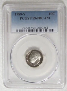 1988 S Proof Roosevelt Dime - PCGS PR 69 DCAM Deep Cameo (7261) Guide $16 - Picture 1 of 2