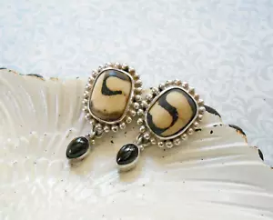 Sterling Silver Sajen Mudstone W/ Black Onyx Dangles Earrings E40R2 - Picture 1 of 12