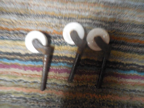 LOT OF 3 ANTIQUE VINTAGE WHITE PORCELAIN WHEEL CASTERS Cover