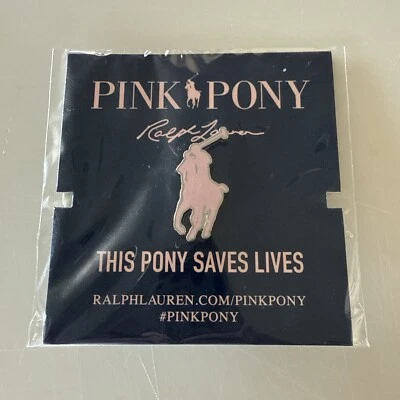 Ralph Lauren Pink Polo Pony Pin Breast Cancer Awareness 3/4” Lapel silver enamel - Image 1 of 4