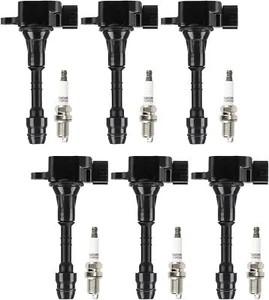 Set of 6 Ignition Coil Pack & Spark Plugs for Nissan Murano Maxima Altima UF349 - Picture 1 of 13