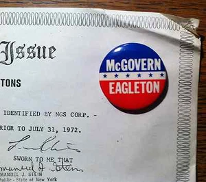 Mc Govern Eagleton Button N. G. Slater Corp años 70 - Imagen 1 de 4