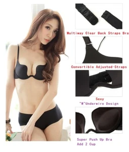 Reggiseno Deep V Max Cleavage Booster Shaper reggiseno regolazione schiena manico - Foto 1 di 41