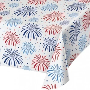 Patriotic Party Plastic Tablecloth 54" x 102" Red White Blue Party Tableware - Picture 1 of 1