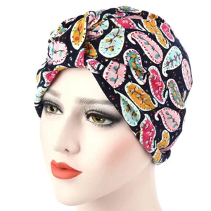 Women Colorful Stretch Flower Turban Hats Slouchy Elastic Hair Head Wrap Caps - Picture 1 of 6