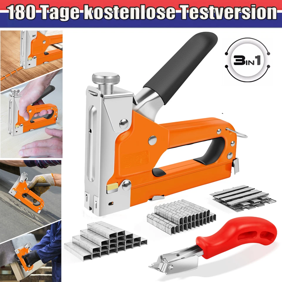 PRESCH Handtacker set Tüv GS geprüft - Profi Tacker mit 600 Tlg. Klammern-sor