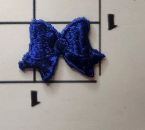 Tiny 1" Blue Bow Ribbon Patch Vintage Embroidered Sew On Applique Costume - Picture 1 of 1