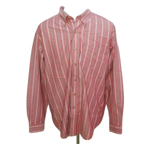 L.L. Grande chemise homme BEAN rouge rayée manches longues boutonnée devant haut 100% coton - Photo 1/4