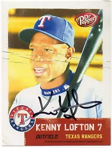 Texas Rangers Dr. Pepper Kenny Lofton 2007 *autografiado* SGA - Imagen 1 de 1