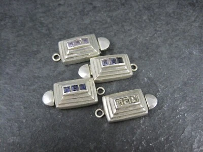 Sterling Silver Multi Gemstone Jewelry Box Clasps Lot of 4 Heavy - Image 1 of 4