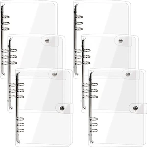 Elsjoy 6 Pack A5 Clear PVC Binder, 6-Ring Soft Notebook Binder Transparent Loose - Picture 1 of 12