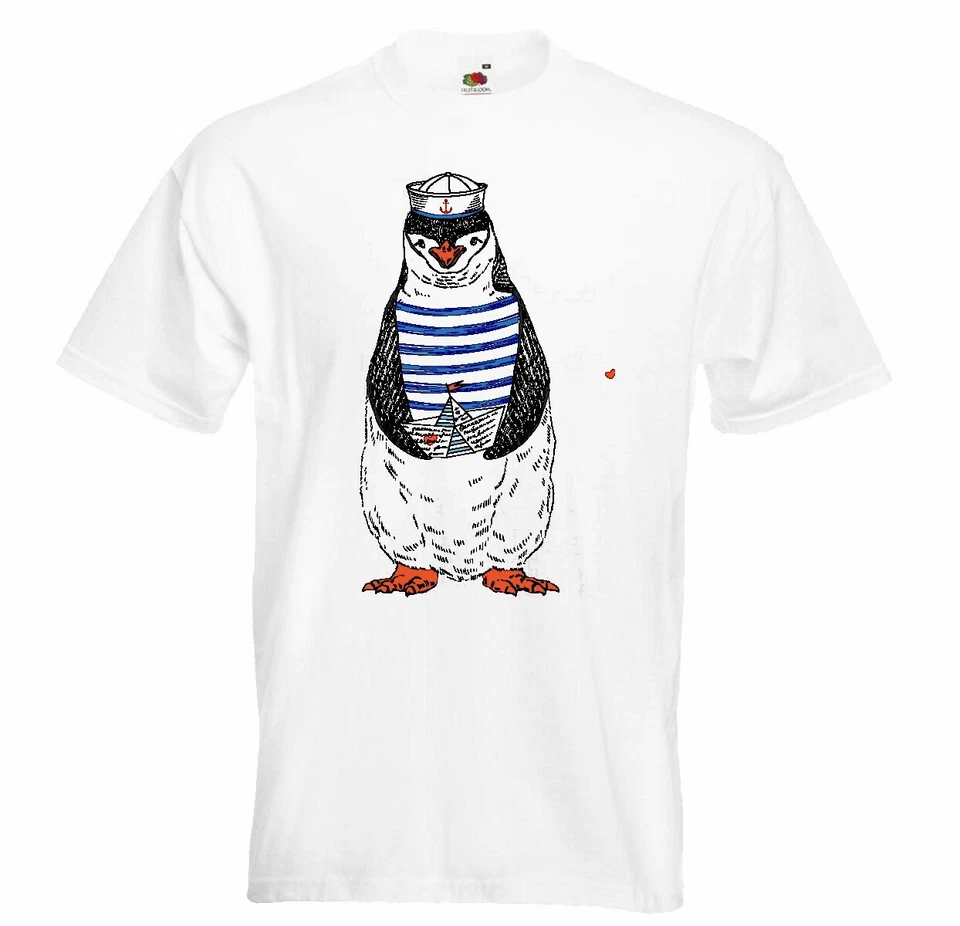 T-Shirt SÜSSER PINGUIN IN MATROSEN UNIFORM PINGUINE VOGEL SEEVOGEL SEEVÖGEL PING - Bild 1 von 1
