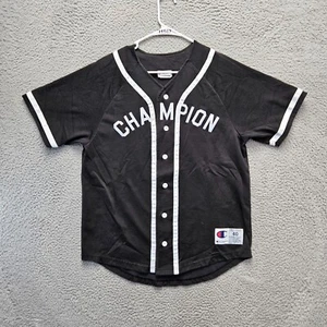 Champion Baseball Jersey Shirt Mens Size Medium Black Short Sleeve - Picture 1 of 10