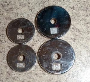Chrome 2  x 2.5 lb , 2 x 5 lb 1” weight plates weights - Picture 1 of 9