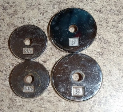 Chrome 2  x 2.5 lb , 2 x 5 lb 1” weight plates weights - Image 1 of 4