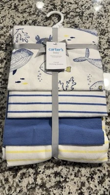 NUEVO Carters Baby 4 Mantas Receptoras Estampados de Animales Rayas Estrellas Foto 1 de 3