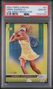 2024 Topps Chrome Tennis Mirra Andreeva Lime Green Refractor /299 PSA 10 #81 RC - Bild 1 von 2