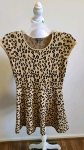 My Michelle Girls Tan & Brown Leopard Animal Print Knit Dress Sz XL - Picture 1 of 10