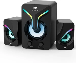 RGB Mini PC Speakers with Subwoofer Powerful Bass for Gaming & Desktop Use - Picture 1 of 7