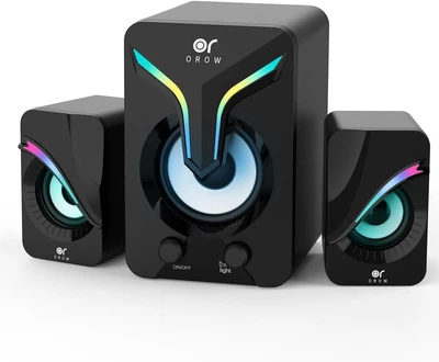 RGB Mini PC Speakers with Subwoofer Powerful Bass for Gaming & Desktop Use - Image 1 of 4