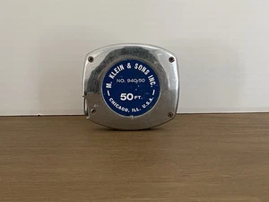 Klein Tools Tape Measure 940-50 ft Made in Chicago USA Chrome VINTAGE - Picture 1 of 9