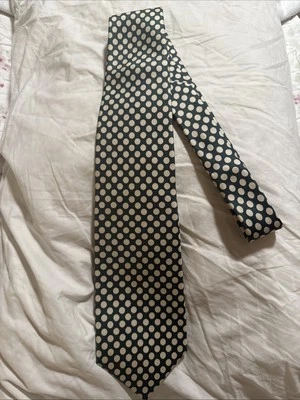 FACONNABLE~FRANCIA~Verde oscuro con puntos crema-Hecho a mano~Corbata para el cuello~100% seda ~58" Foto 1 de 4