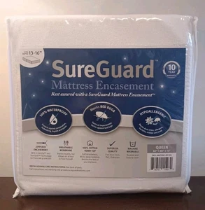 SureGuard Mattress Encasement 60" X 80" QUEEN Bed Protector Fits Depth 13-16"  - Picture 1 of 9