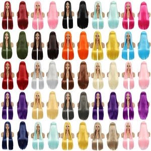 Women's Wig Long Straigh Hair Wig Multicolor Synthetis Wig Party Wig 80cm - Picture 1 of 31