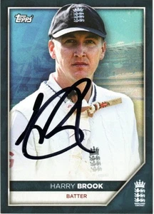HARRY BROOK SIGNED ENGLAND CRICKET 2024 TOPPS TRADING CARD+COA **PROOF** - Picture 1 of 2