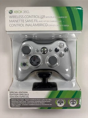 OEM Microsoft Xbox 360 Wireless Controller Silver Special Edition New Sealed! - Image 1 of 2