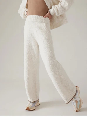 Pantalón tejido felpa Athleta niñas blanco magnolia flujo de aire súper suave talla S/7 Foto 1 de 4