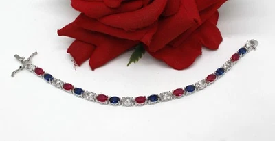 Sterling Silver NWOT JTV Lab Created Ruby Tennis Bracelet 19.01g CAT RESCUE - Image 1 of 2