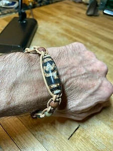 Pulsera estilo jaspe Picasso mate con cuentas de ágata talladas de loto tibetano DZI - Imagen 1 de 12