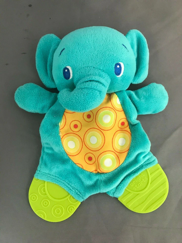 ELEPHANT Plush TEETHER Crinkle Belly Toy Stuffed baby Bright Starts Rattle - Image 1 of 4