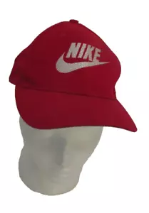 Vintage 1980s New NIKE Big Logo Snapback Hat Cap Swoosh Red White One Size - Picture 1 of 6