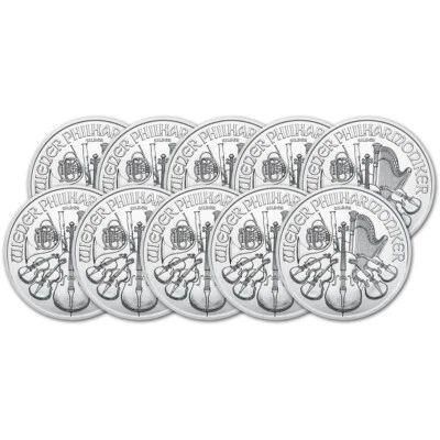 2025 Austria Silver Philharmonic 1 oz 1.5 Euro - BU - Ten 10 Coins - Image 1 of 3