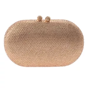 Gold Tone Fashion Satin Rhinestone Clutch Evening Bag BZY221-GLD - Picture 1 of 3