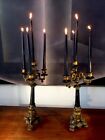 Pair Of English Early 19c Candelabras Cast Iron With Gilding