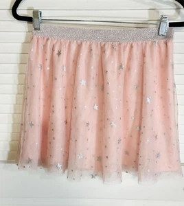 Tulle Skirt Sheer in Light Peach Pink Silver Stars Dress Up Girls XL EUC - Picture 1 of 10