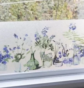 d-c-fix Premium Static Cling Vinyl Window Film Flowers Neele Blue 45cm x 1.5m - Picture 1 of 5