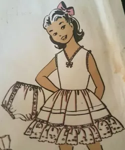 1950s Girl Age 10 Size 8 - 10 DRESS + BLOOMERS Pattern #9738 Frills Sleeveless - Picture 1 of 10