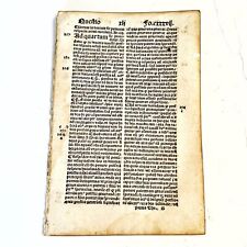 RARE Medieval European 1493 Incunabula Christian Theology Doctrine Book Leaf C