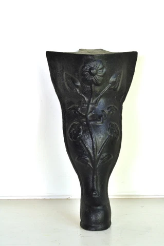 Antique cast iron stove leg - floral - flowers - salvaged part - black metal leg Cover