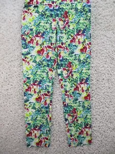 Peck Peck Leggings Womens 2 Green Floral High Waist Pull On Stretch Rayon - Picture 1 of 10