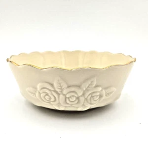 Lenox Rose Blossom Schüssel 4 1/2" Schüssel Bonboniere Creme mit Goldrand - Bild 1 von 6