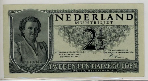 1949, NETHERLANDS 2.5 GULDEN BANKNOTE - FREE SHIPPING! #3023 Cover