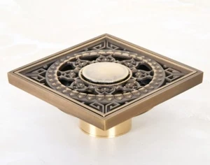 Antique Brass Sun Pattern Bath Floor Drain Shower Waste Water Drainer 8hr053 - Picture 1 of 6