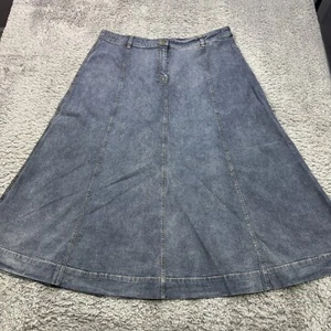 Soft Surrounding Denim Skirt Women 20W Pleated A-Line Western Maxi Cottage Farm - Picture 1 of 8