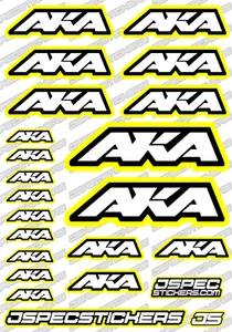 AKA RC BUGGY TYRES STICKER DECAL SHEET A5 1/8 TRUGGY CUSTOM OFF ROAD RIM YELLOW - Picture 1 of 10