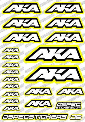 AKA RC BUGGY TYRES STICKER DECAL SHEET A5 1/8 TRUGGY CUSTOM OFF ROAD RIM YELLOW - Image 1 of 4